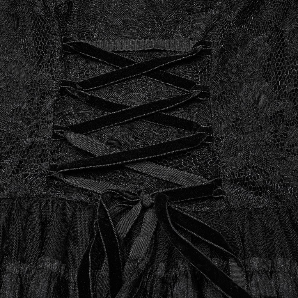 Abito da sposa a strati con spalle scoperte in stile steampunk da donna, nero - immagine 9