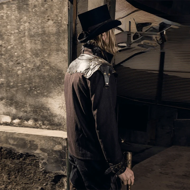 Giacca con spallina in ecopelle Steampunk da uomo - immagine 5