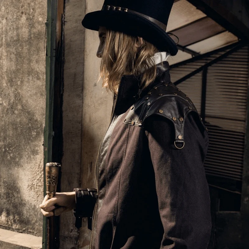 Giacca con spallina in ecopelle Steampunk da uomo - immagine 6