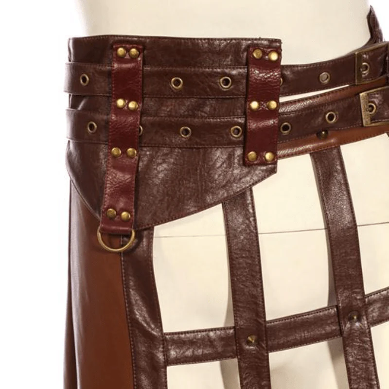 Mezza gonna da donna in ecopelle Steampunk - immagine 5