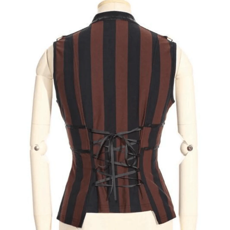 Gilet a righe in pelle Steampunk da donna - immagine 6